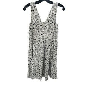 Garnet Hill Womens Floral Dress Sleeveless 100% Cotton Lined Black White Size 8